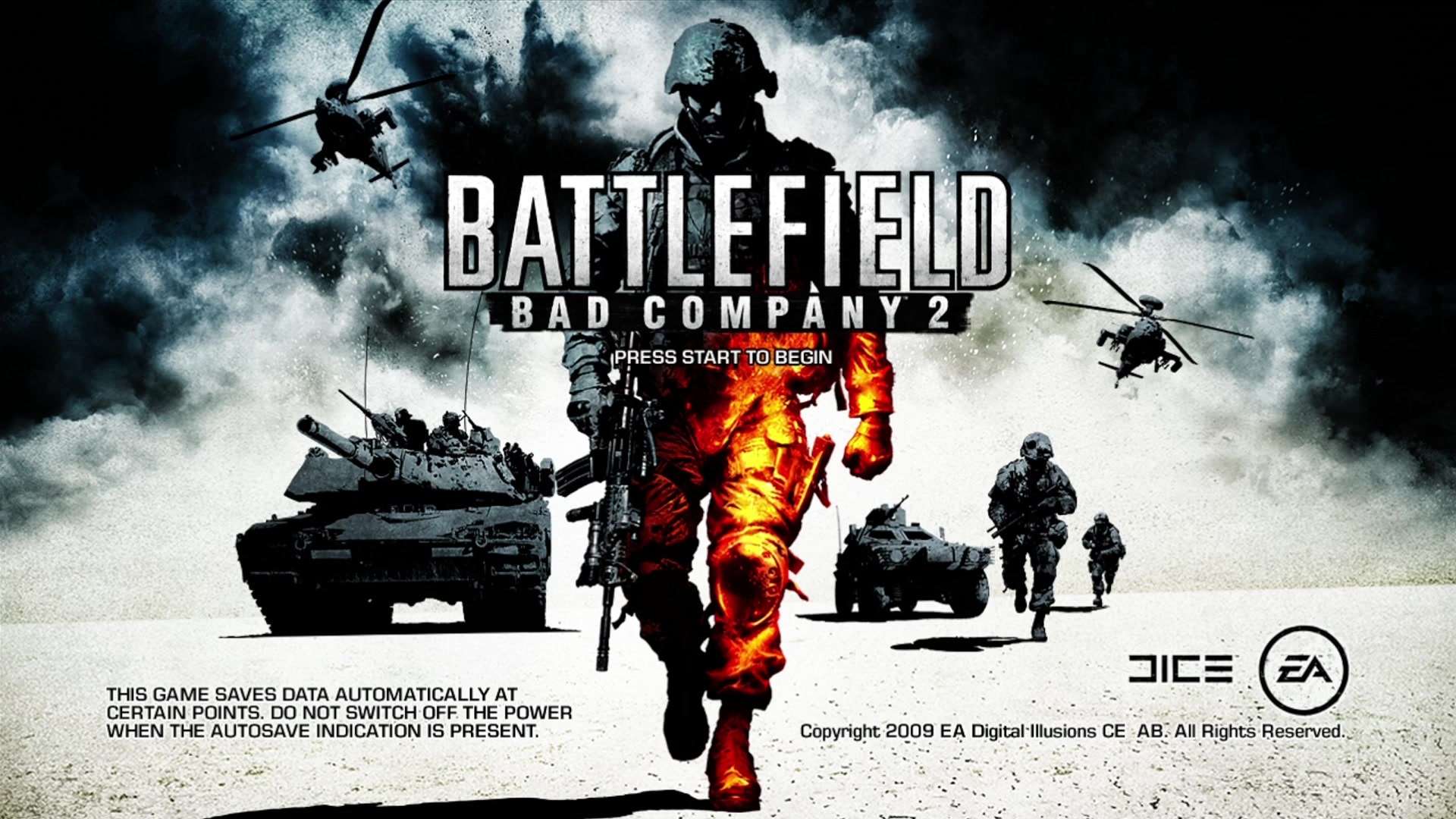 Battlefield 2: Modern Combat title screen for Xbox 360